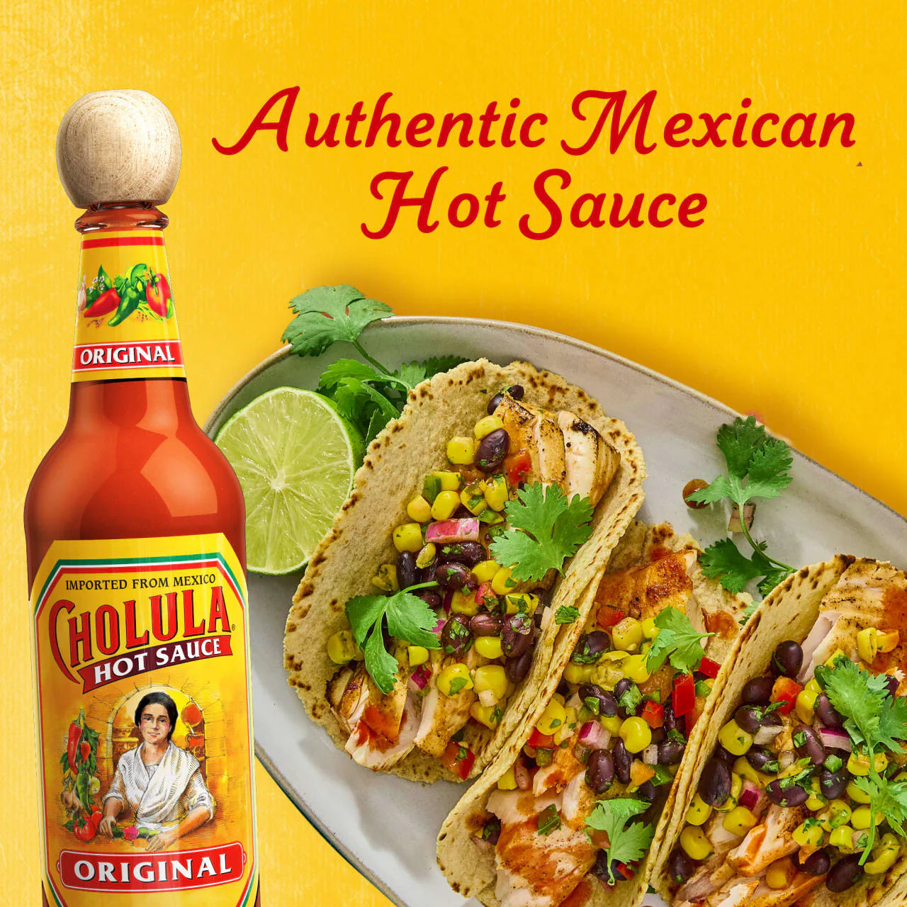 Cholula Original Hot Sauce served with Mexican food 360ml