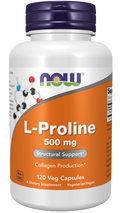 NOW Supplements L-Proline 500 mg - 120 Vegan Capsules