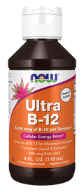 NOW Ultra B-12 Liquid 5000 mcg with B-Complex & Folate - 118 mL