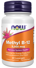 NOW Methyl B-12 5000 mcg & Folate Lozenges - Vegan Lozenges