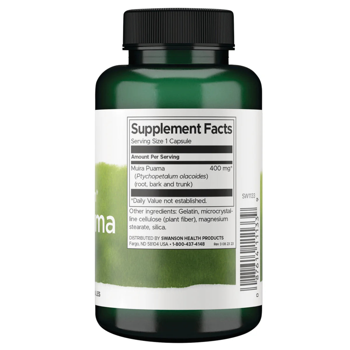 Swanson Full Spectrum Muira Puama 400mg 90 Capsules Pack of 2 showing full spectrum plant parts.