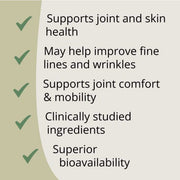 Supplement facts & ingredients image: Good Health Naturally Joint and Skin Matrix supplement facts collagen chondroitin hyaluronic acid 120 capsules