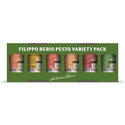 Filippo Berio Pesto Selection Variety Pack glass jar multipack assorted pesto sauces 6 x 190g back packaging image