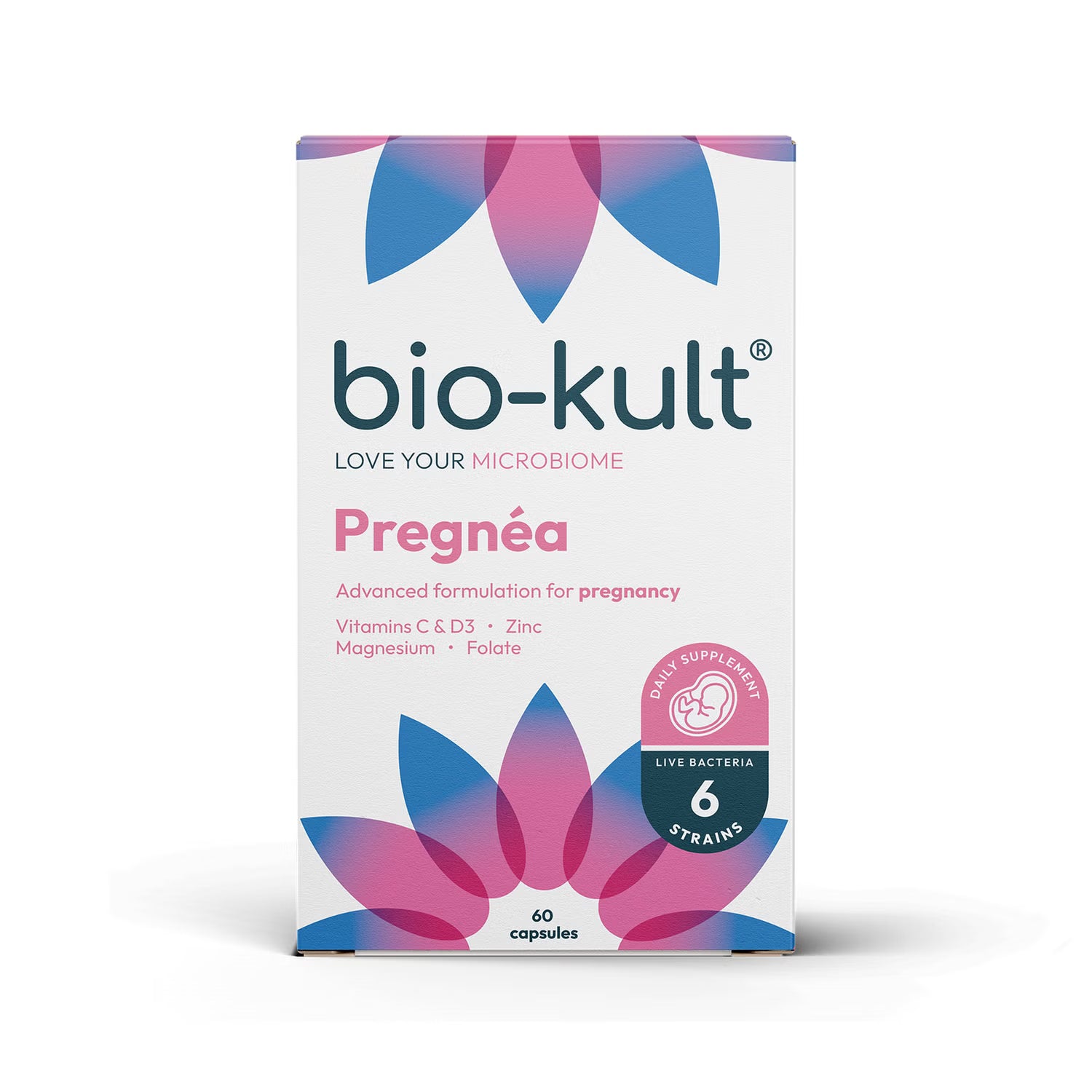 Bio-Kult Pregnéa probiotic supplement box front label 60 capsules on white background