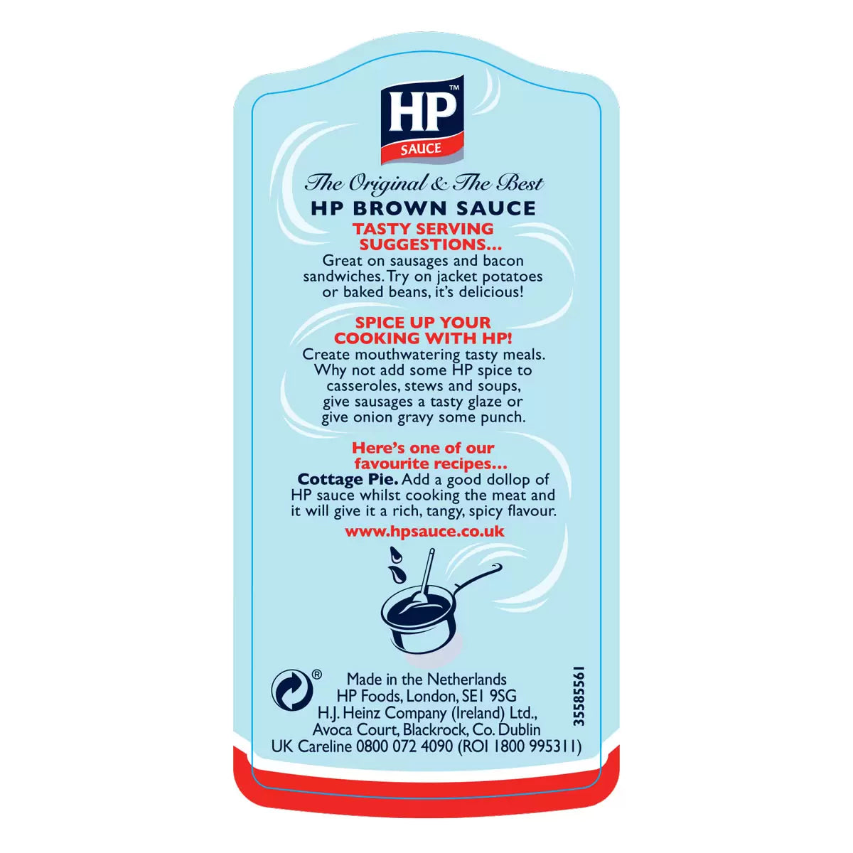 HP Brown Sauce ingredients label squeezy bottles 2 x 600g