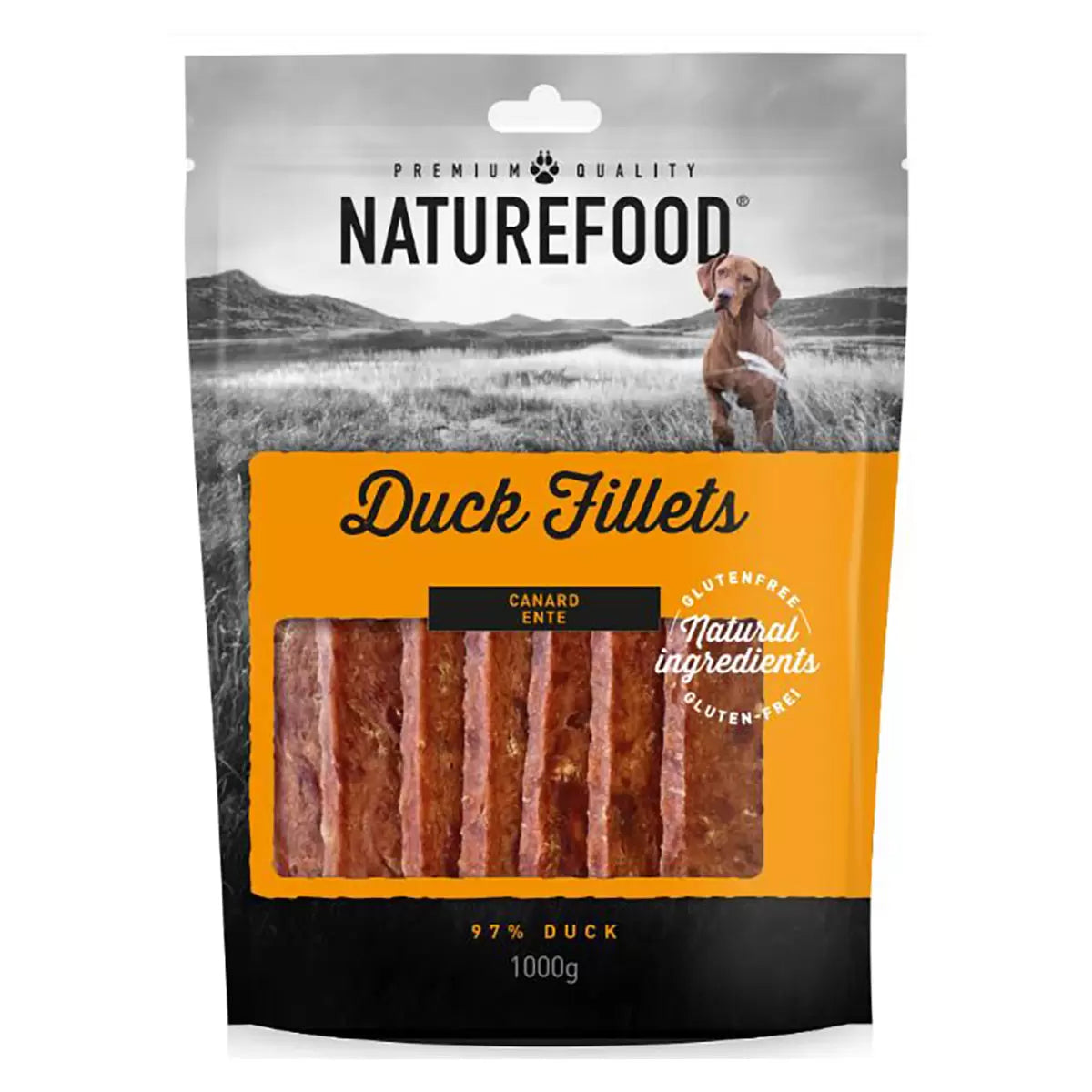 Nature Food duck fillet dog treats natural snack pack 97 percent duck 1kg bag