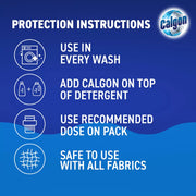 Calgon Power Tabs 4-in-1 Washing Machine Tablets 75 Pack showing product information and usage instructions