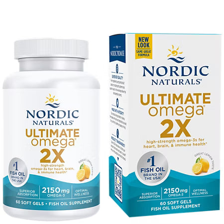 Nordic Naturals Ultimate Omega 2X 2150mg Lemon 60 Soft Gels Pack of 2