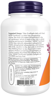 NOW Sunflower Lecithin 1200mg Softgels