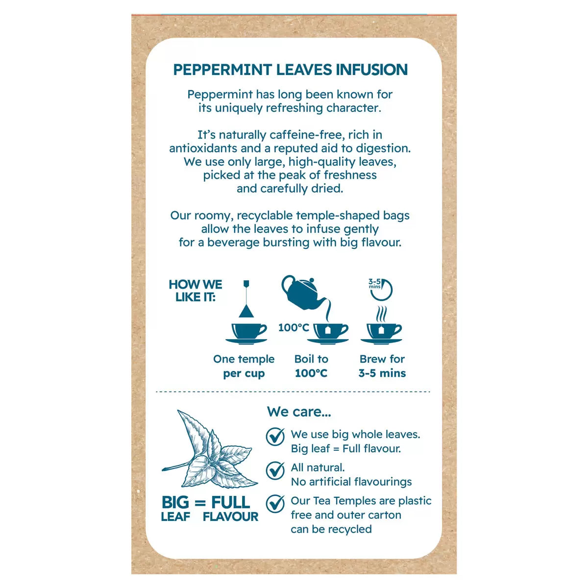 How to Use Image: Cafe Tea peppermint herbal tea bags 240 count brewing peppermint tea in mug