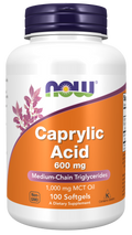 Integratore di Olio MCT NOW - Softgel di Acido Caprilico 600 mg - 100 Pezzi