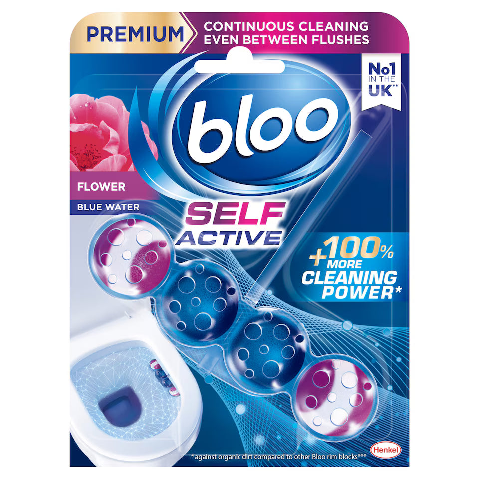 Bloo Self Active Blue Water Flower Toilet Rim Block 50g