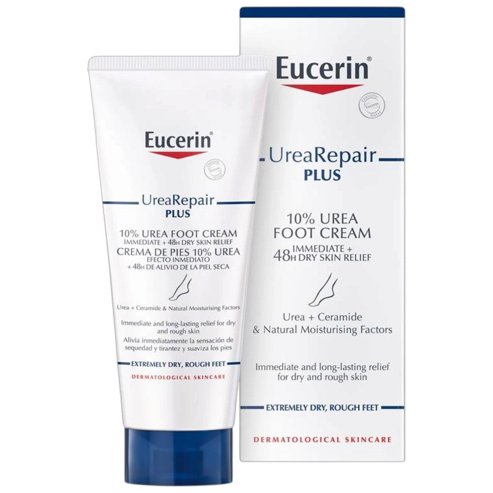 Eucerin UreaRepair Plus 10% Urea foot cream no fragrance 100ml tube front packaging