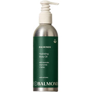 Front image: Balmonds Hydrating Body Oil 200ml bottle natural skincare oil packaging