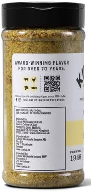 Side image: Kinder's Buttery Steakhouse Seasoning shaker jar 295g garlic butter blend