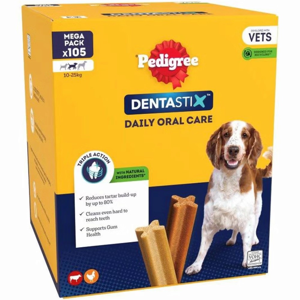 Pedigree Dentastix Daily Oral Care Medium Dogs 10–25kg 105 Sticks box front packaging