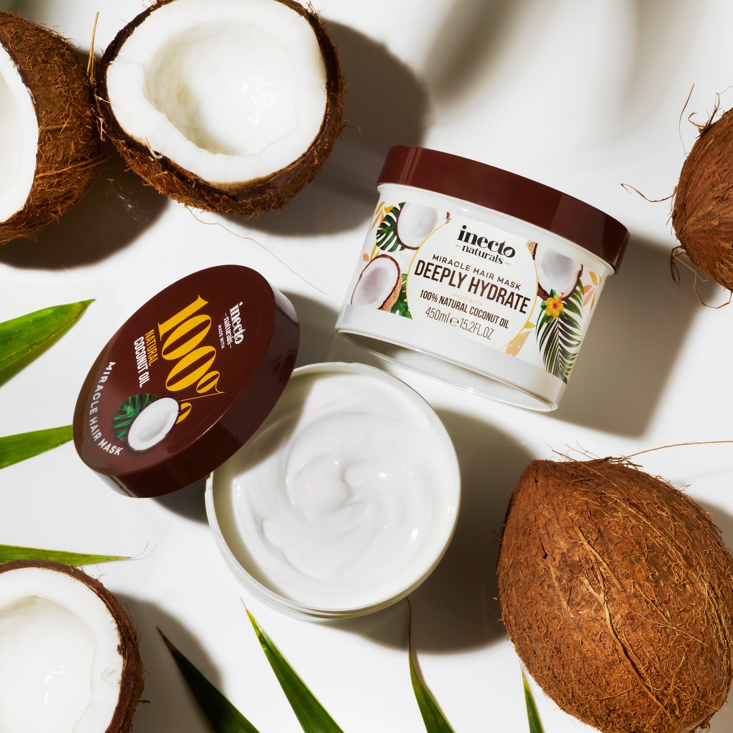 Inecto Naturals Coconut Oil Miracle Hair Mask tub container coconut fragrance 450ml hair care routine lifestyle image