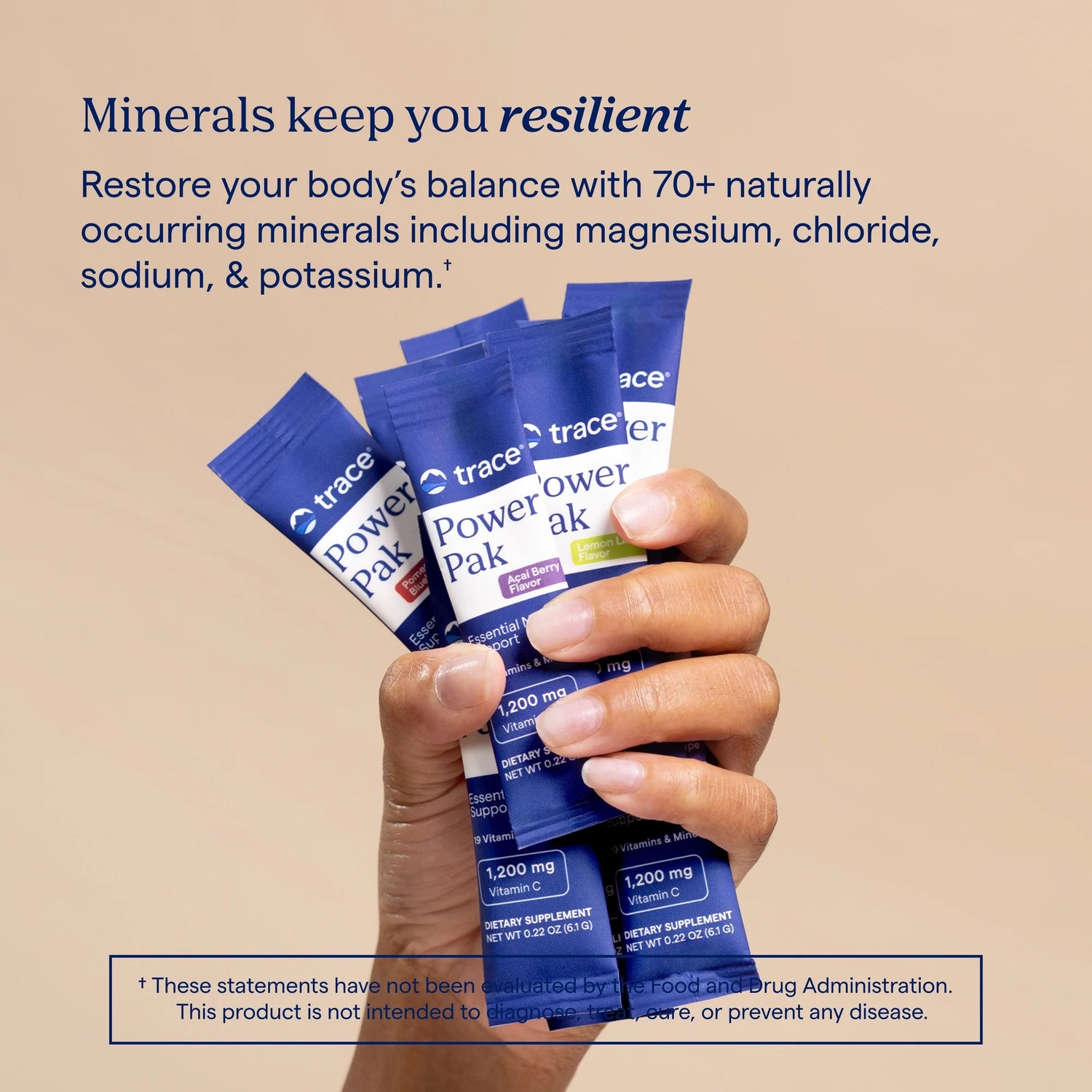 Lifestyle Image: Trace Minerals Power Pak citrus sugar free drink preparation packets 30 count