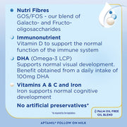 Supplement facts & ingredients image: Aptamil Follow On Milk 700g ingredient and nutrition label