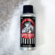 Lifestyle/use image: Uppercut Deluxe Salt Spray 150ml men textured hair styling routine