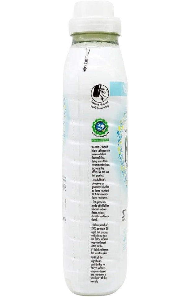 Fairy Original Fabric Softener 27 Washes 891ml ingredient information panel