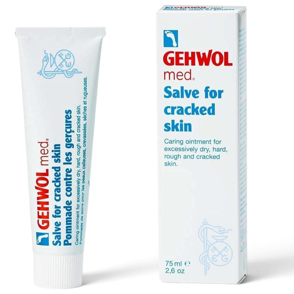 Gehwol med Salve for Cracked Skin, foot care salve tube packaging, botanical fragrance, 75ml box & tube