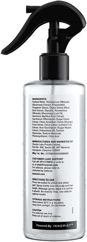 Ingredient list and directions for use on Bare Anatomy hair spray packaging.