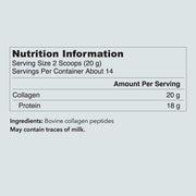 Supplement facts & ingredients image: Vital Proteins Collagen Peptides powder unflavoured tub 284g ingredients label