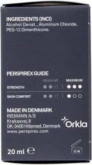 Back of Perspirex Maximum Roll-On bottle showing details.