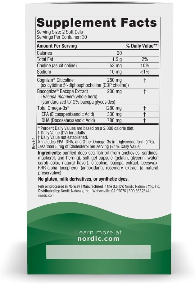 Supplement facts and ingredients list for omega blend.