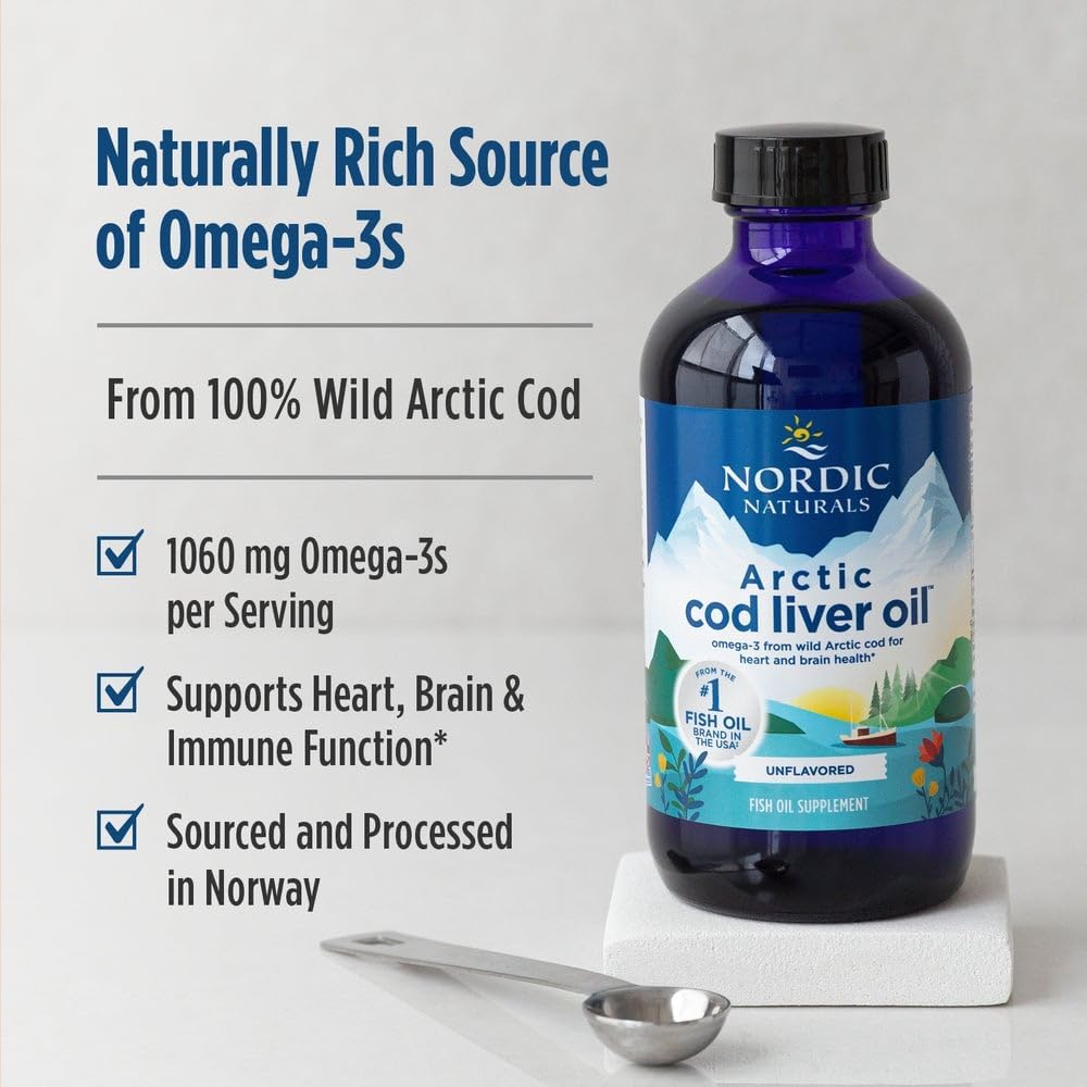 Nordic Naturals Olio di Fegato di Merluzzo Artico - Omega-3 1060mg + Vitamina A Liquido