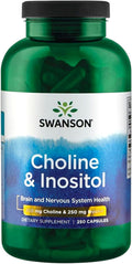 Swanson Choline 250mg & Inositol 250mg Supplement – 250 Capsules