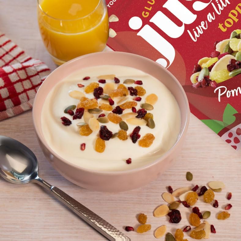 Just Gluten Free Pomegranate & Almond Toppers 1kg bag for yoghurt porridge salads and desserts