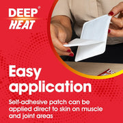 Deep Heat Pain Relief Heat Patch sachet packaging air activated heat patch 12 count application instructions image