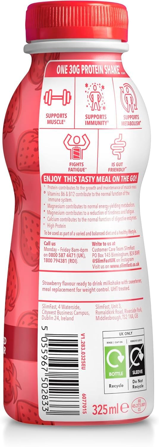 SlimFast Strawberry Ready To Drink shake barcode bottle 325ml