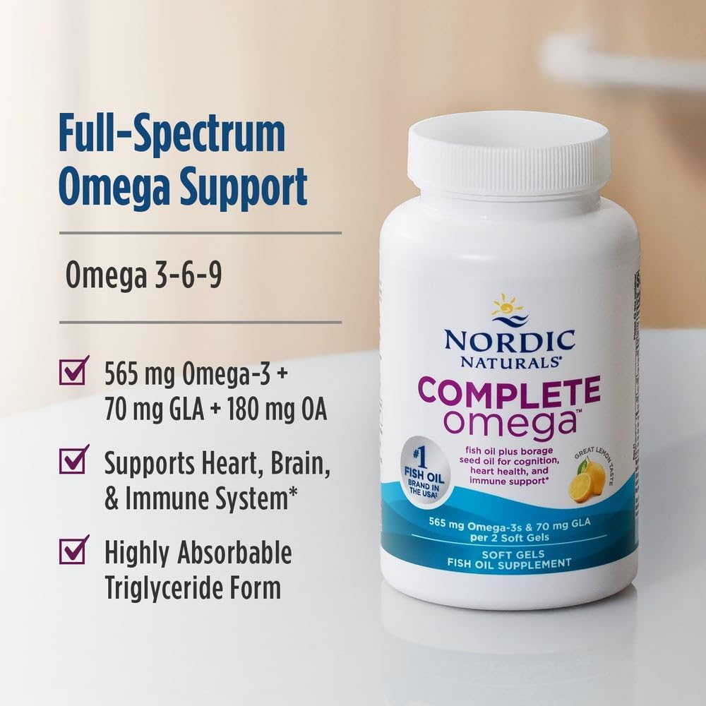 Nordic Naturals Complete Omega Softgel - 565mg Omega 3 con GLA Limone