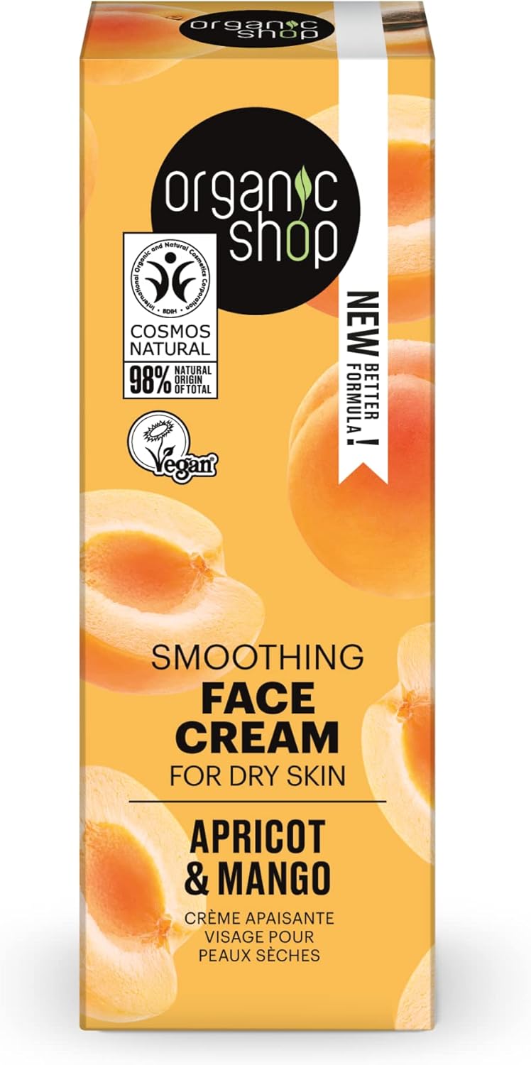 Organic Shop Smoothing Face Cream Apricot and Mango for Dry Skin box 50ml