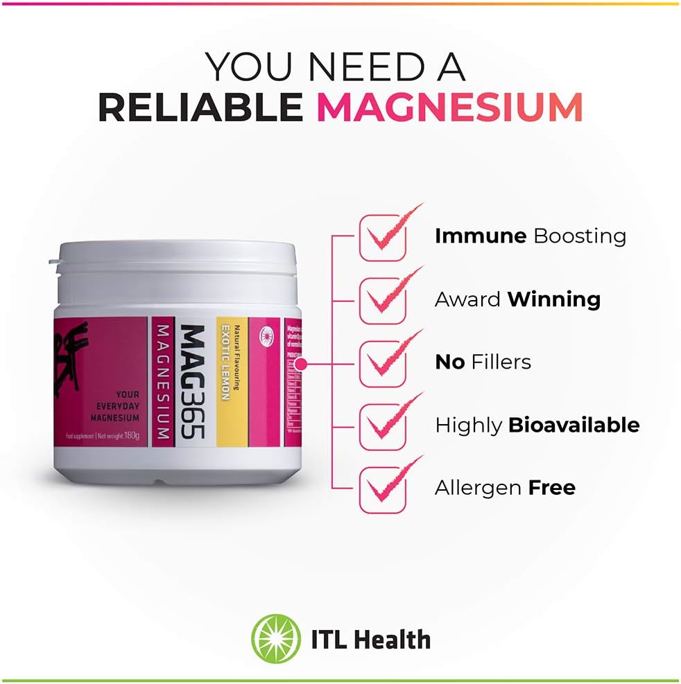 MAG365 BF Magnesium Mineral Powder, Exotic Lemon - 180g