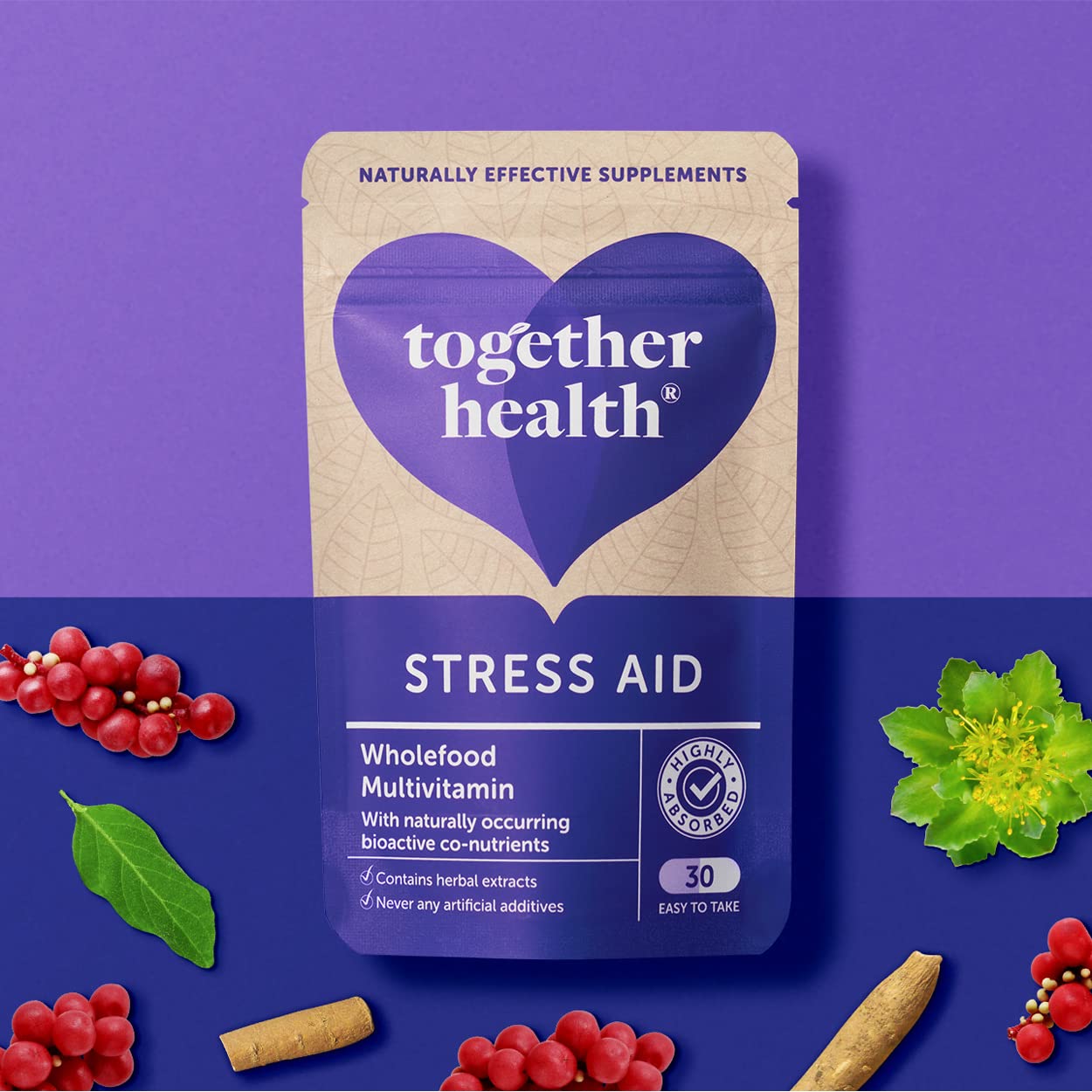 Together Health Integratore di Vitamine B, Ashwagandha, Magnesio - 30 Capsule