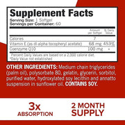 Supplement facts & ingredients image: Qunol Ultra CoQ10 supplement facts 100mg ingredients softgels