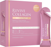 Front Image: Revive Collagen Enhanced Plus tropical drink sachets liquid supplement 14 x 22g box