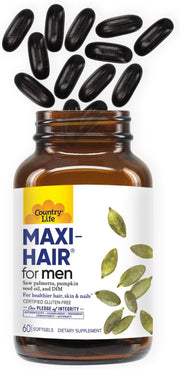 Country Life Maxi-Hair for Men biotin softgels bottle 60 softgels