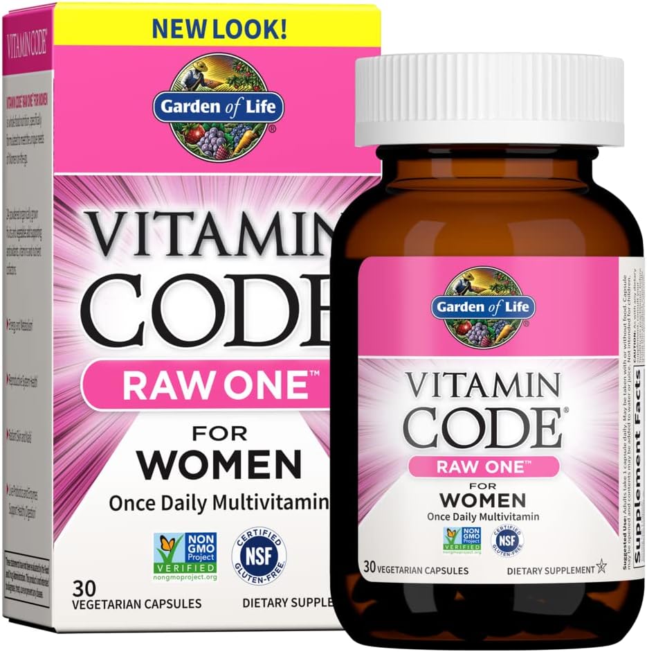 Garden of Life Vitamin Code RAW ONE for Women bottle & box, once daily multivitamin, 30 count.