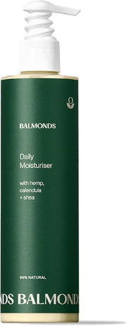 Front image: Balmonds Daily Moisturiser 100ml bottle natural skin cream packaging 300ml