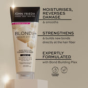 John Frieda Blonde+ Repair System Bond Building Conditioner 250ml ingredients label