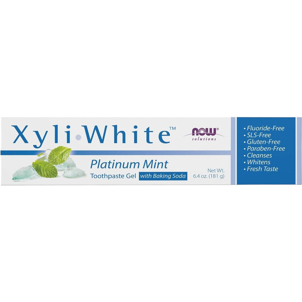 NOW Solutions XyliWhite Platinum Mint Toothpaste Gel 181g box front packaging