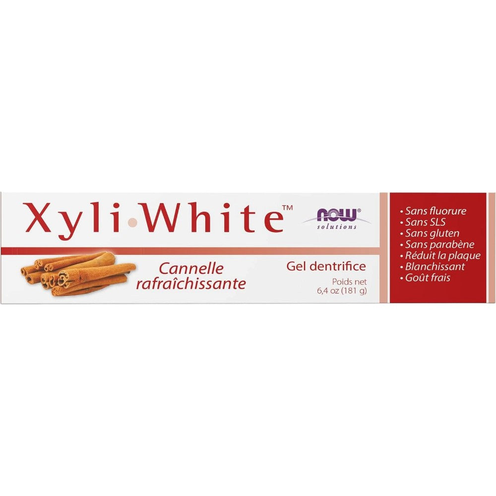 NOW Solutions XyliWhite Cinnafresh Toothpaste Gel 181g box front packaging