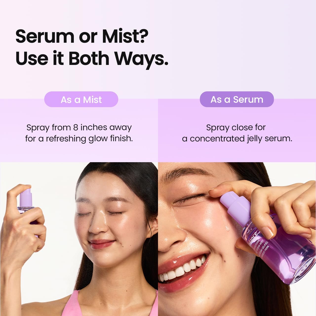 Biodance Caviar PDRN Jelly Serum Face Mist 50ml application guide using facial mist spray