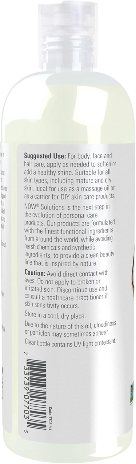 Barcode and product details for NOW Liquid Coconut Oil, 473ml