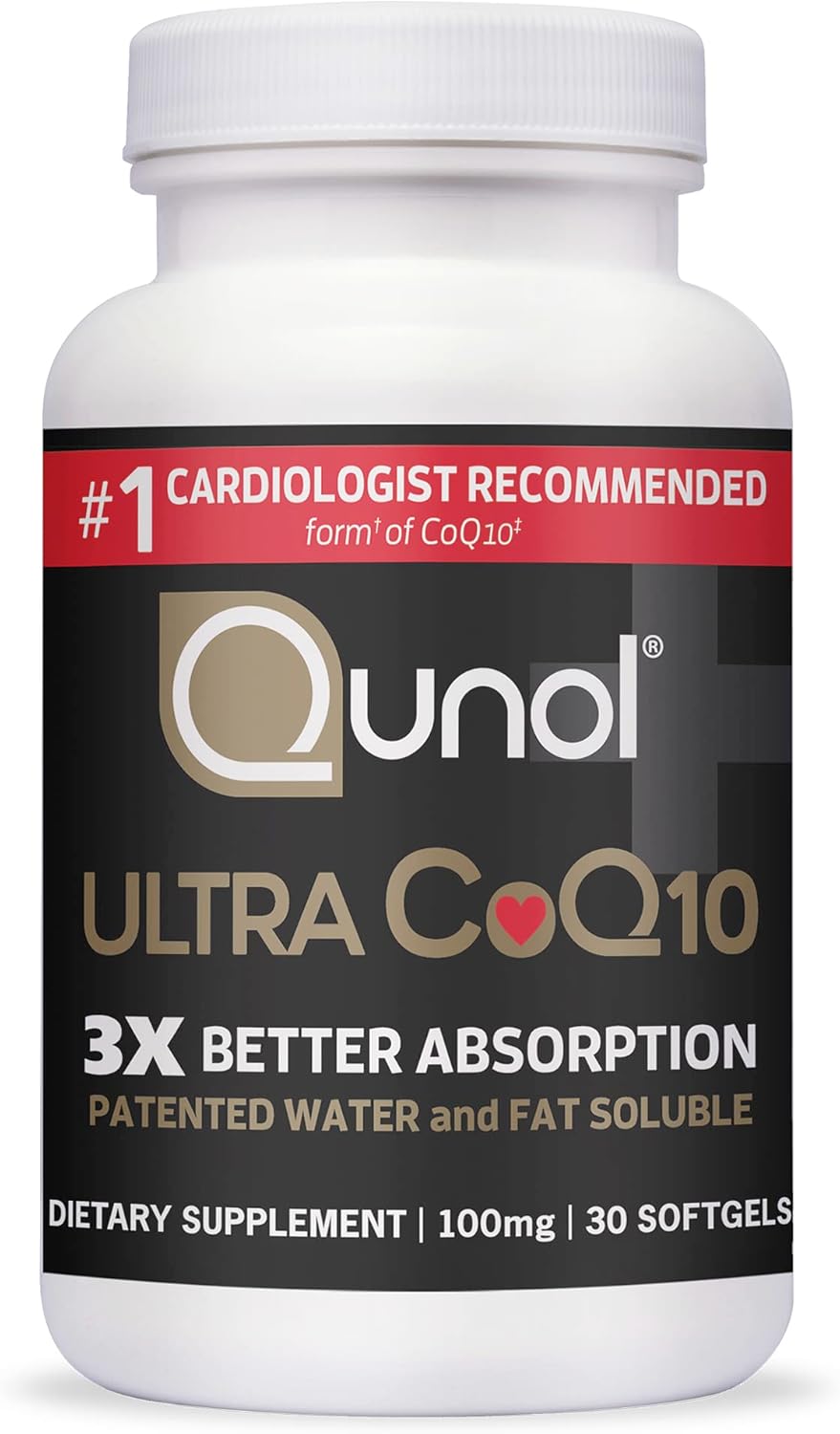 Front image: Qunol Ultra CoQ10 100mg softgels supplement bottle 30 count